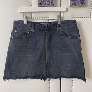 Free People Grey Denim Mini Skirt